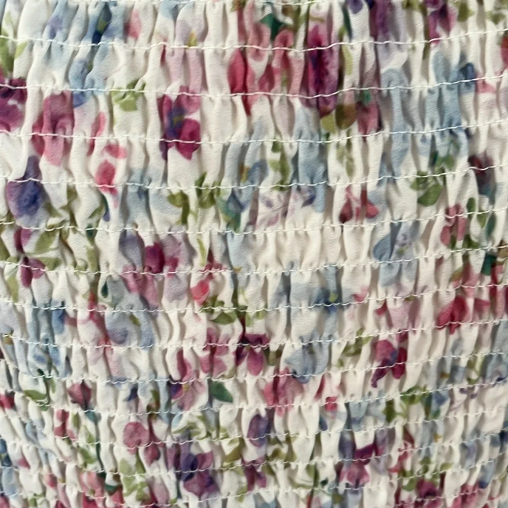 Fashion To Figure White,pink,blue,purple & green Floral Top w/tie sleeves - Picture 9 of 16